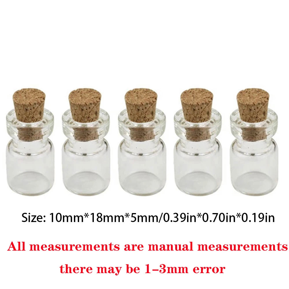 50pcs Mini Cork Glass Wish Bottles 1ml – DIY Craft Jar Set