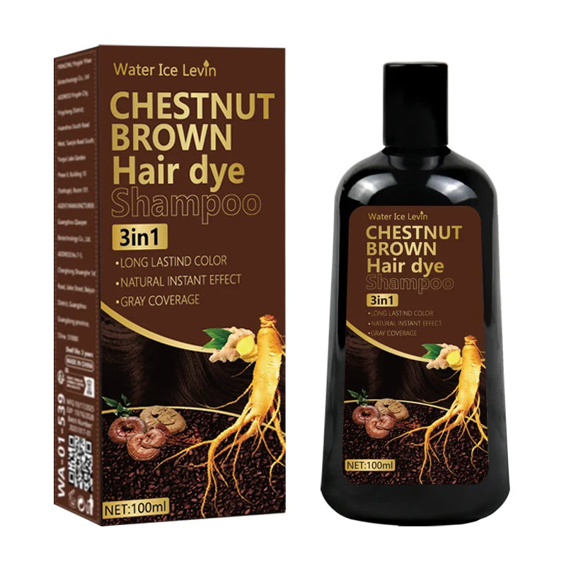 Water Ice Levin Chestnut Brown Hair Dye Shampoo – Gray Coverage