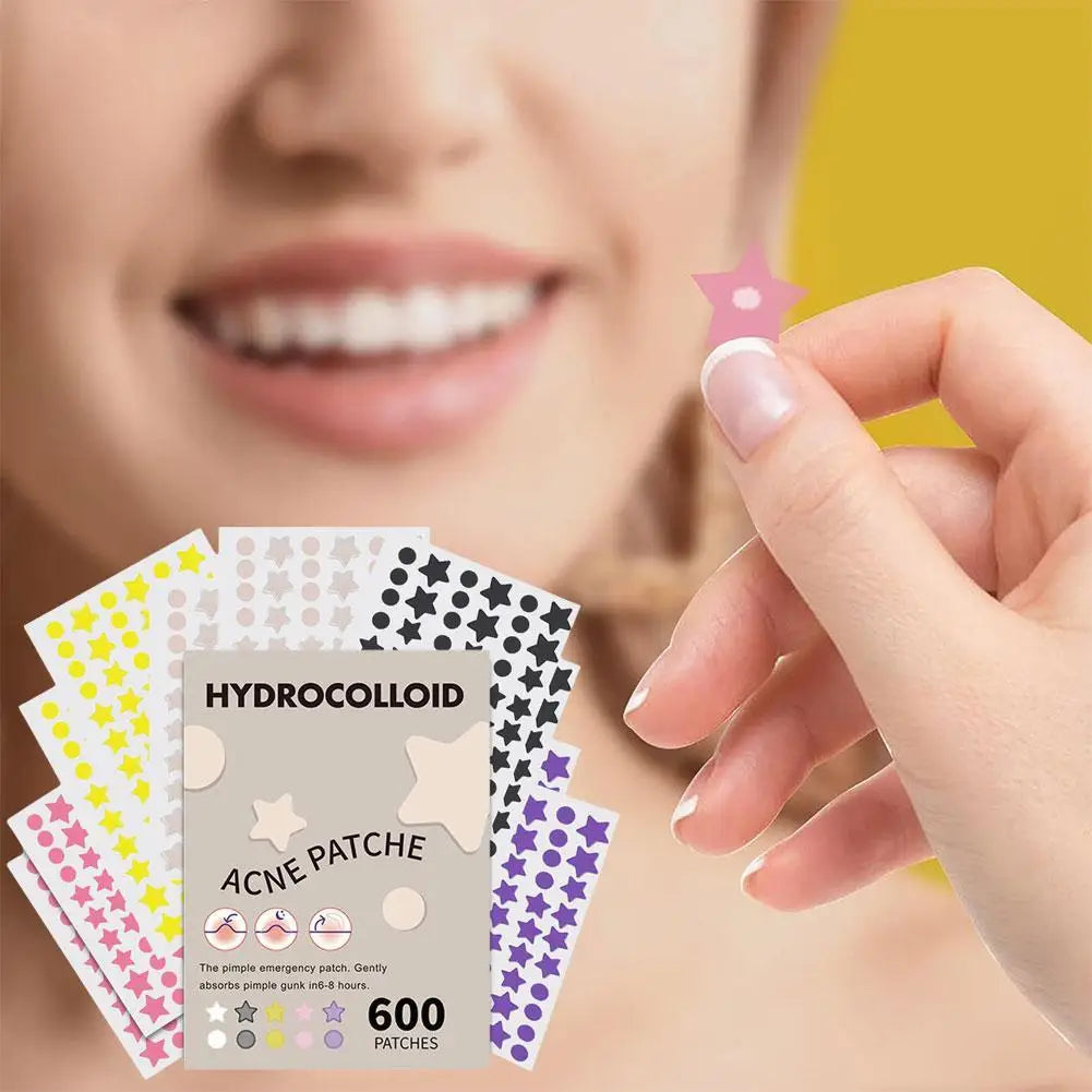 Jaysuing 600-Count Colorful Star Hydrocolloid Acne Patches – Large 12x9cm Sheet, Cute Star-Shaped Invisible Zit Cover Stickers Peaceful Pleasures Health and Wellness