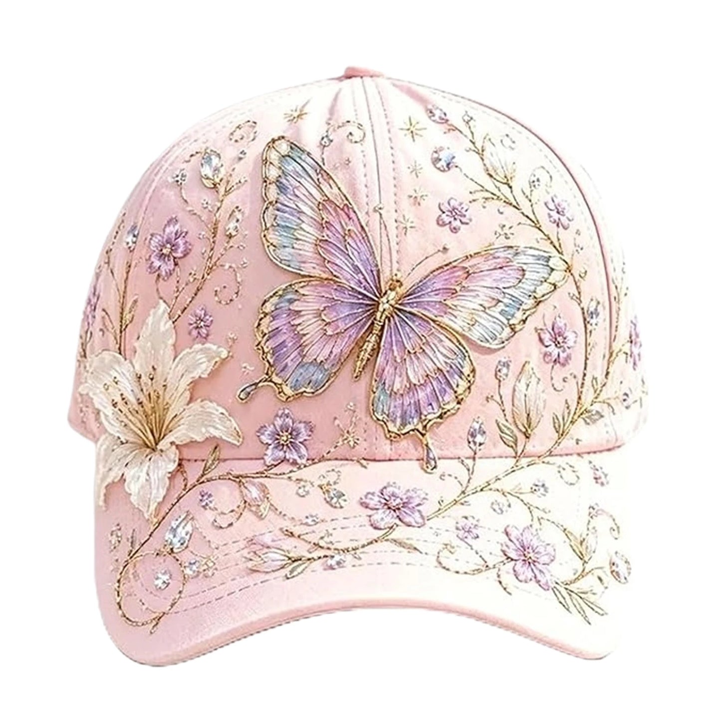 Cotton Animal Pattern Baseball Hat Adjustable Lightweight Casual Sun Hats Breathable for Nature Lover Gardeners Women Peaceful Pleasures Health and Wellness Butterfly Flower