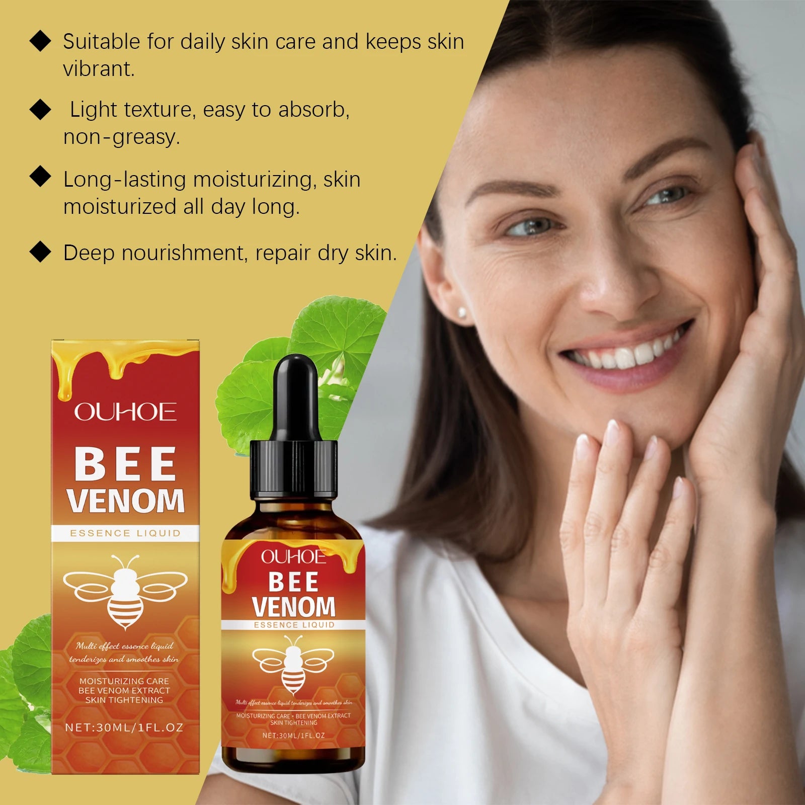 Bee Venom Firming Serum Lifting Tightening Fades Fine Lines Hydrating Brightening Facial Skin Treatment for Firmer Radiant Skin Peaceful Pleasures Health and Wellness