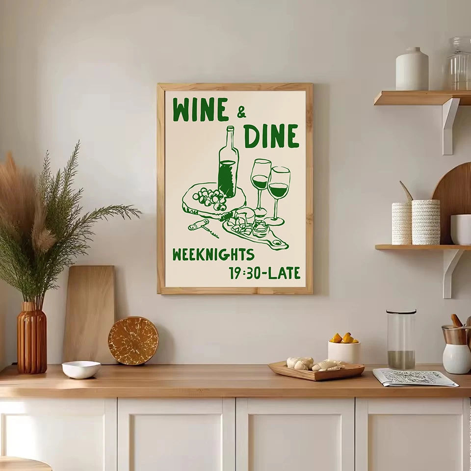Retro Kitchen Canvas Wall Art | Coffee & Food Poster Print