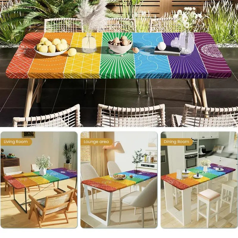 Geometric Fitted Picnic Table Cover | Windproof & Wipeable