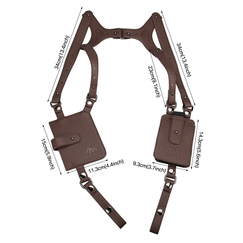 Retro Anti-Theft Leather Double Shoulder Armpit Bag Outdoor Fashion Adjustable Wallet Phone Case For Men Shoulder Holster Bags Peaceful Pleasures Health and Wellness Brown