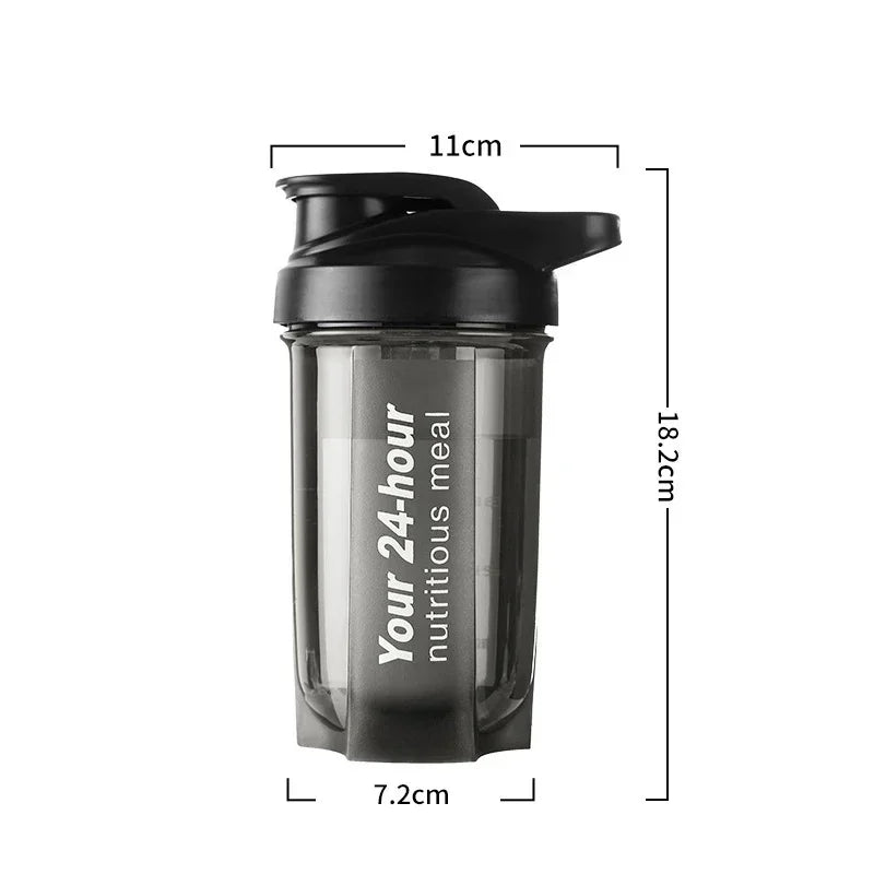 Portable Shaker Cup for Men and Women Protein Powder Replacement Milkshake Mixing Cup Fitness Sports Water Cup Scale Bottle Peaceful Pleasures Health and Wellness Black