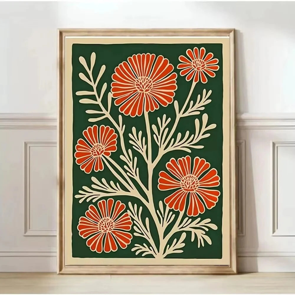Scandinavian Abstract Anemone Canvas Wall Art Print | Minimalist