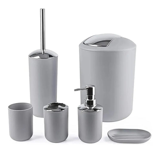 Bathroom Accessory Set,6 Piece Gift Set,Toothbrush Holder,Toothbrush Cup,Soap Dispenser,Soap Dish,Toilet Brush Holder,Trash Can Peaceful Pleasures Health and Wellness