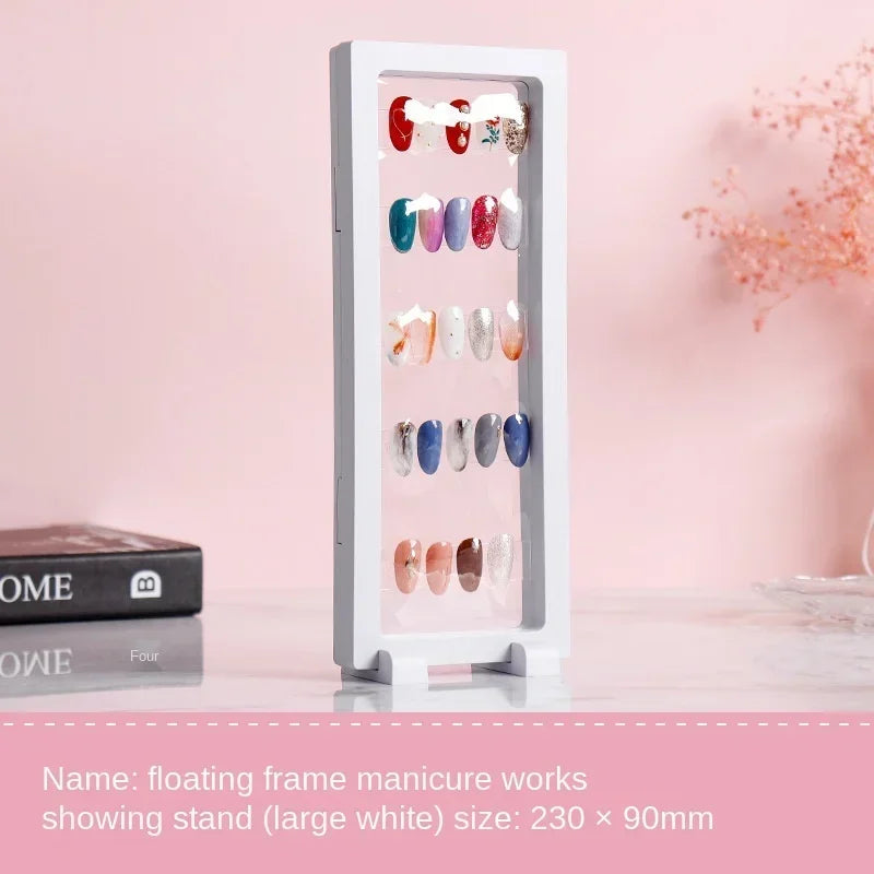 Acrylic Nail Tips Display Stand Holder With PET Membrane, 1 Pcs, White/Black, Nails Deigns Showing Board, Manicure Nail Art Tool Peaceful Pleasures Health and Wellness Long-WE