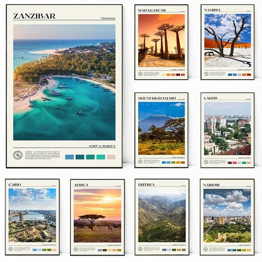 Canvas Painting Wall Art Picture Zimbabwe Somalia Morocco Ethiopia Cape Town Africa Travel Study Poster for Room Office Decor Peaceful Pleasures Health and Wellness