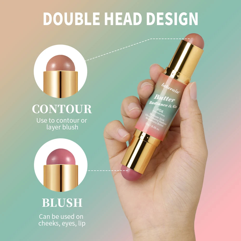 Lakerain Butter Makeup Stick Nature Bronze Colored Matte Effect Moisturizing Smooth Dual-head Design Multi-purpose Makeup Stick Peaceful Pleasures Health and Wellness