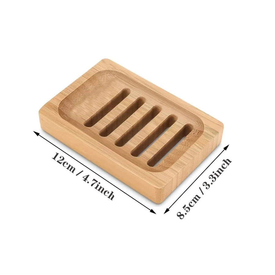 Bamboo Soap Holder for Shower & Kitchen Sink – Eco-Friendly Wooden Tray (1-2 Pcs)
