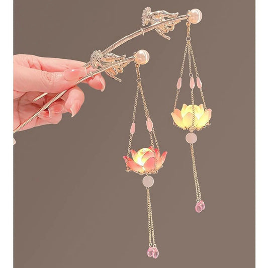 Vintage Hanfu Tassel Hairpin Vintage Chinese Style Hair Fork Lantern Hair Stick for Chinese Hanfu Cosplay Costume Peaceful Pleasures Health and Wellness