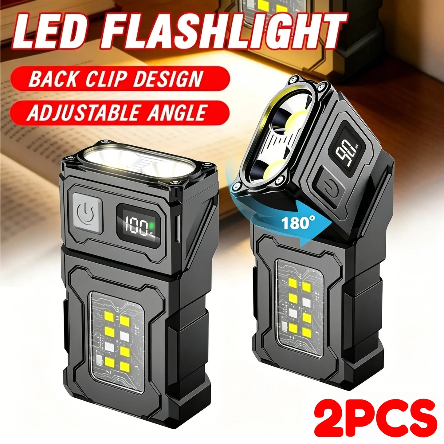 Mini USB-C Rechargeable LED Flashlight 800LM COB Clip Magnet