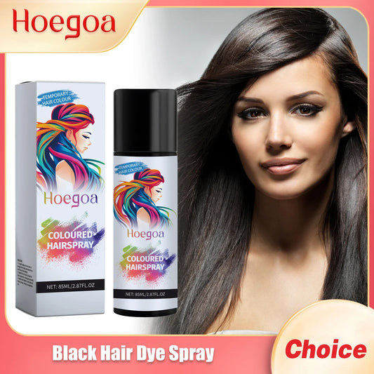 HOEGOA Black Hair Dye Spray – Instant Color & Frizz Control 85ml Hair Color Spray Oasis Select