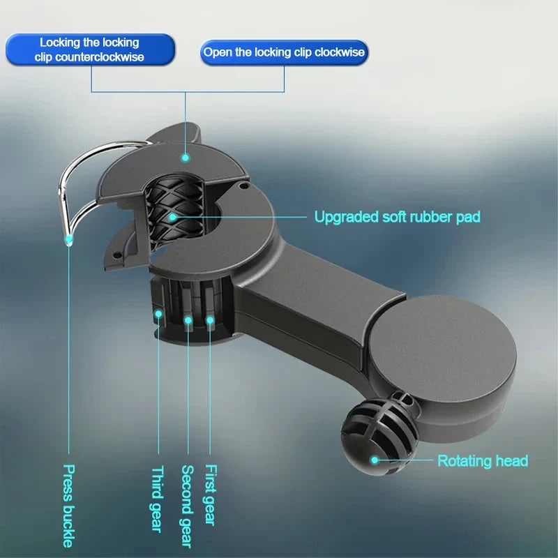 Car Seat Headrest Fan – 3-Speed USB Dual Head 360° Cooling