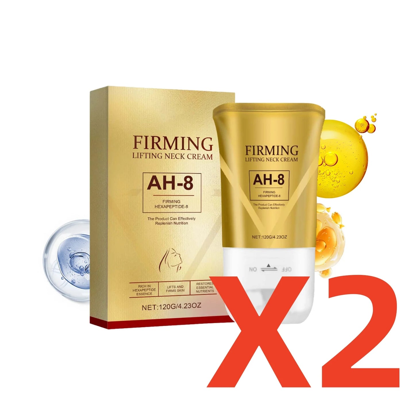 Neck Roller Cream Massage Firm Nourish Soothe Skin Improve Dryness Reduce Wrinkles Fine Lines Sagging Remove Double Chin Cream Peaceful Pleasures Health and Wellness 2X120g boxed