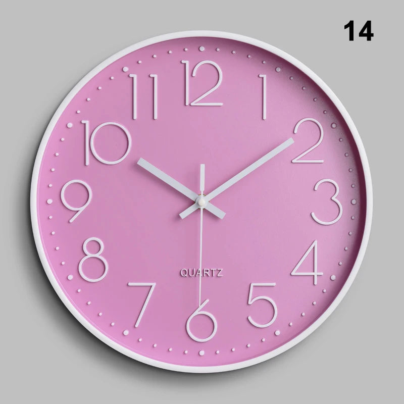 Pointer Display Simple Silent Circular Wall Clock Fashionable Wall Mounted Office Bedroom Clock Home Decoration Peaceful Pleasures Health and Wellness 14