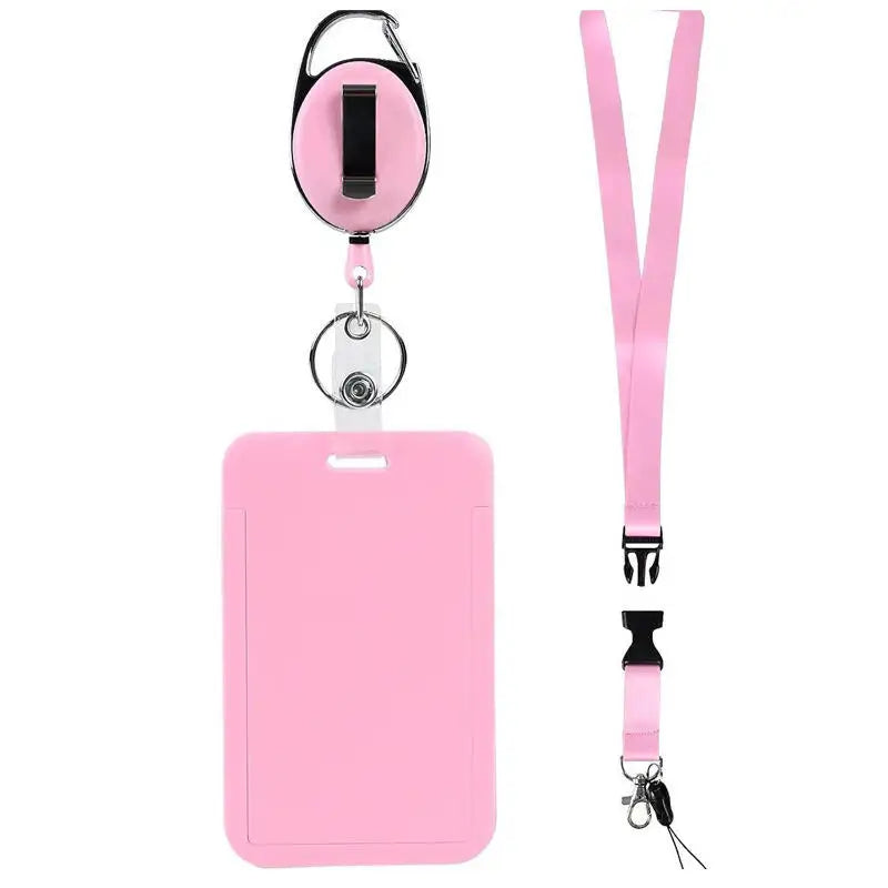 Retractable Badge Holder Reel Clip Work ID Card Holder Keychain Style Easy Pull Badge Reel for Lanyard Key Card Accessories Peaceful Pleasures Health and Wellness Pink