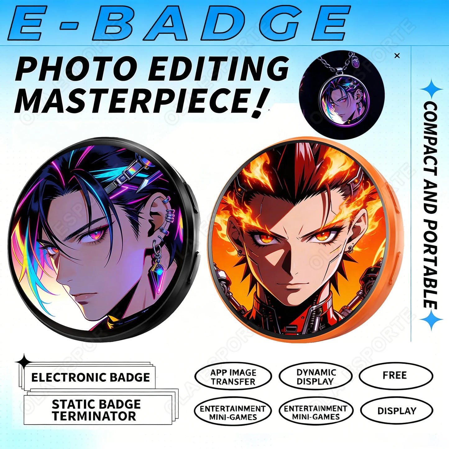 Anime E-Badge 1.5" Touch Screen LED Display Pin | Otaku Gift