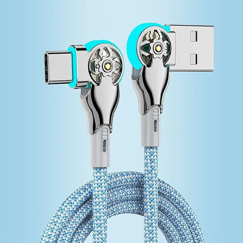 180° Rotatable USB-A to USB-C Fast Charging Braided Cable Peaceful Pleasures Health and Wellness type c 2m