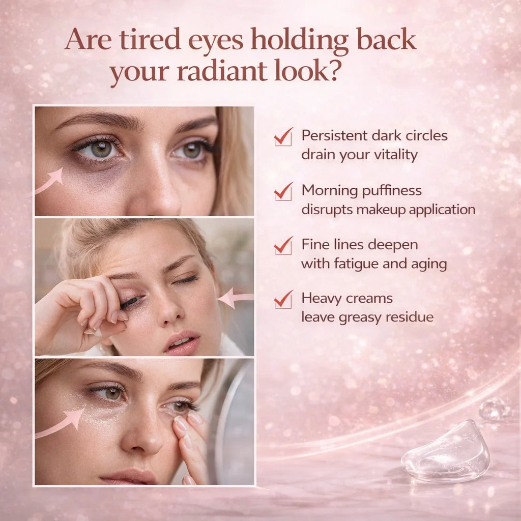Under Eye Brightener with Cooling Metal Rollerball, Ceramide & Caffeine Eye Serum for Puffy Eyes Vegan Skincare 15ml/0.5fl.oz Peaceful Pleasures Health and Wellness