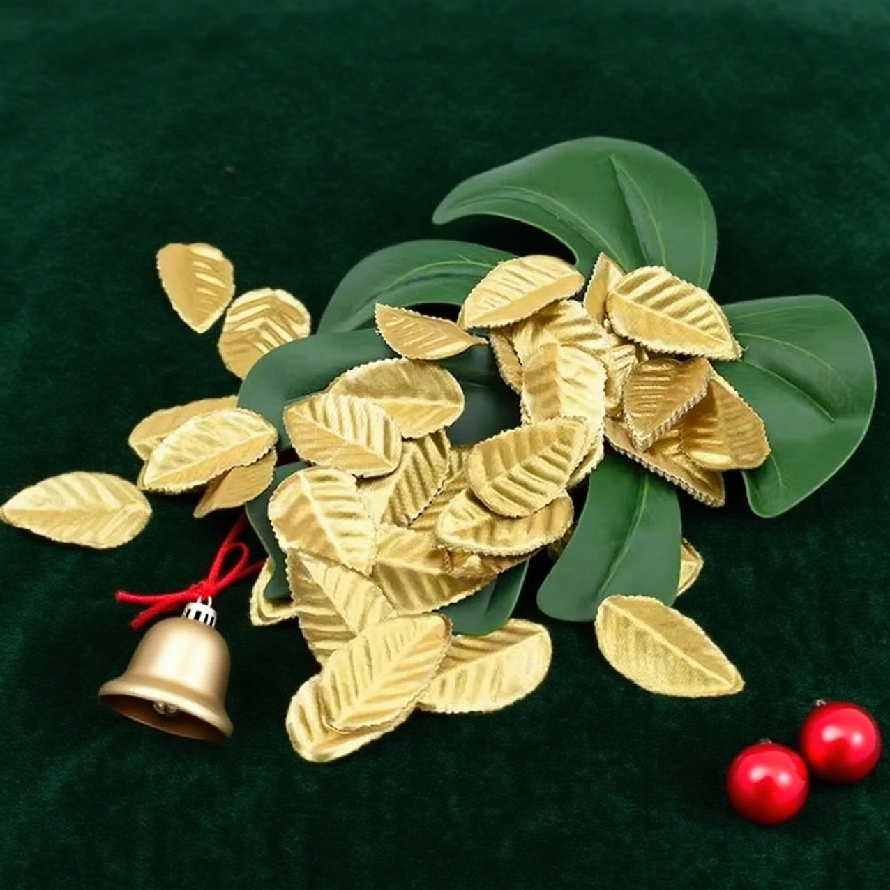 Silk Rose Gold Leaves Artificial Flowers 100/200 Pcs – DIY Decor