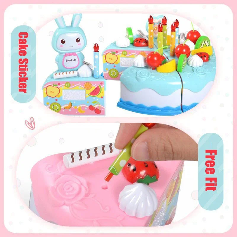 Kids DIY Birthday Cake Cutting Toy – Pretend Play Kitchen Set