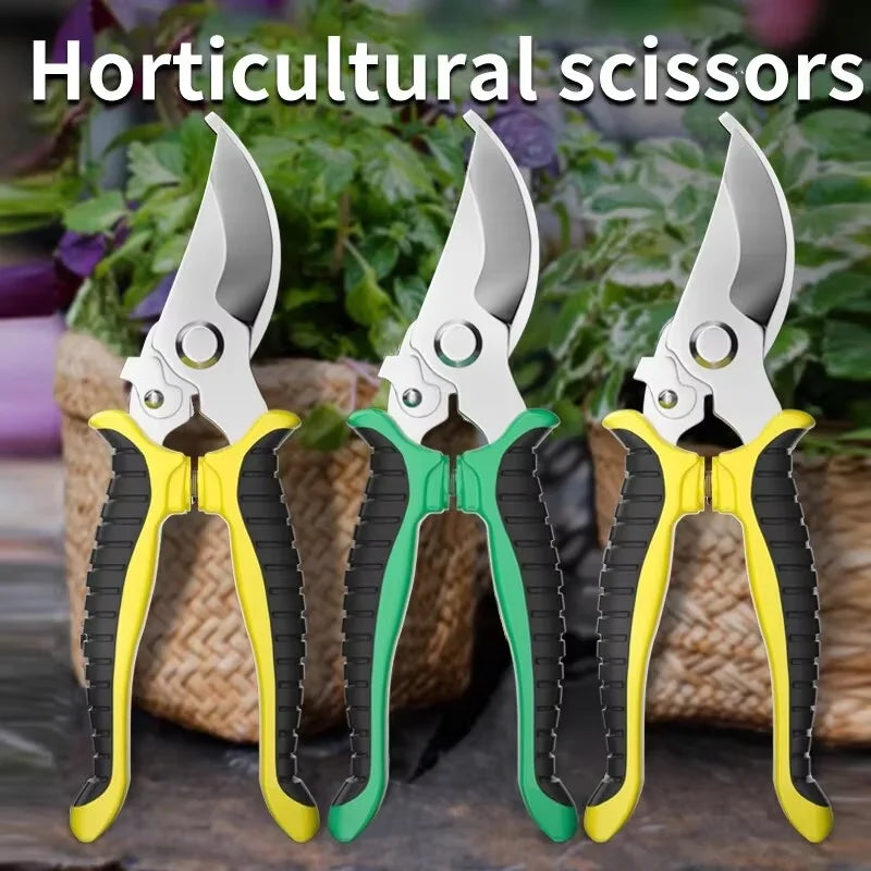 Pruner Garden Scissors Professional Sharp Bypass Pruning Shears Tree Trimmers Secateurs Hand Clippers For Garden Beak Scissors Peaceful Pleasures Health and Wellness 2 Yellow and 1 Green