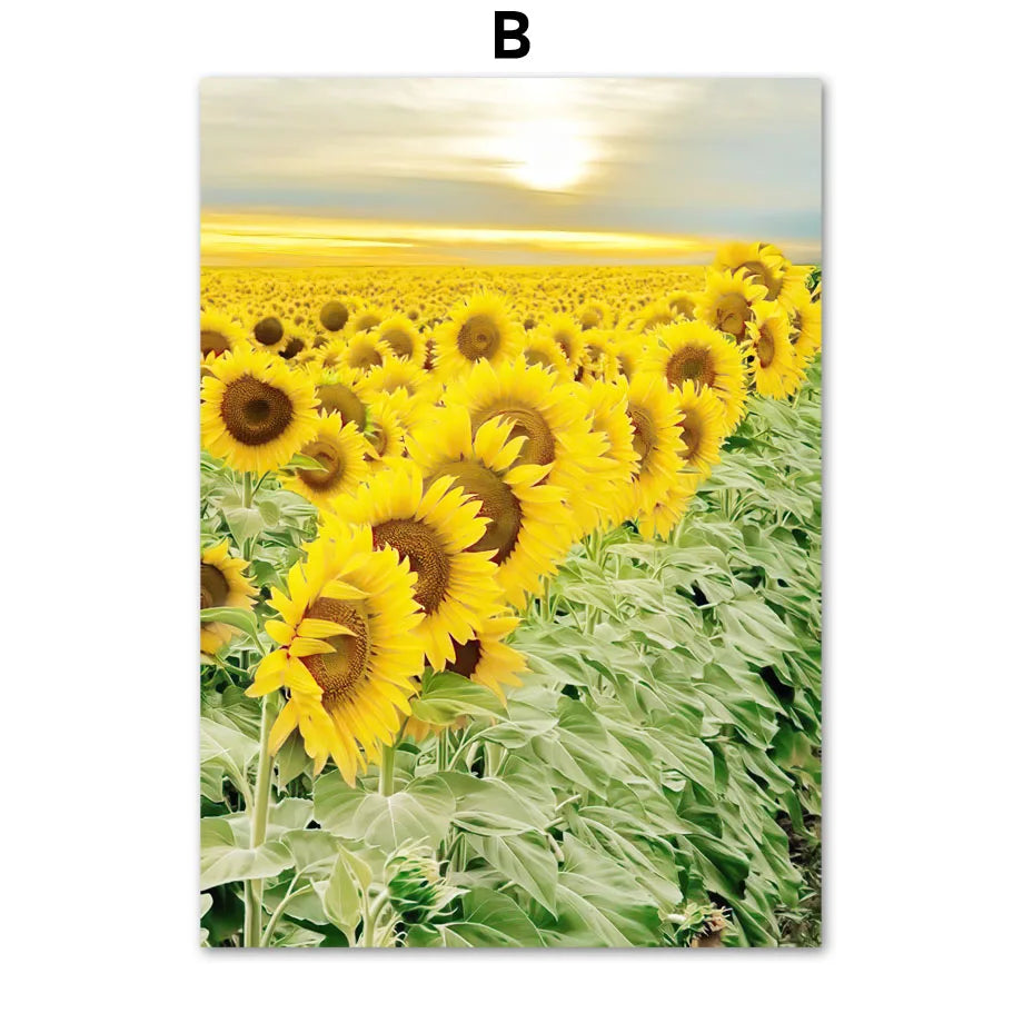 1pc frameless Canvas painting Yellow Idyllic Sunflower Girls Flower Nordic Posters And Prints Canvas Painting Wall Art Pictur Peaceful Pleasures Health and Wellness B 40x60cm Unframed