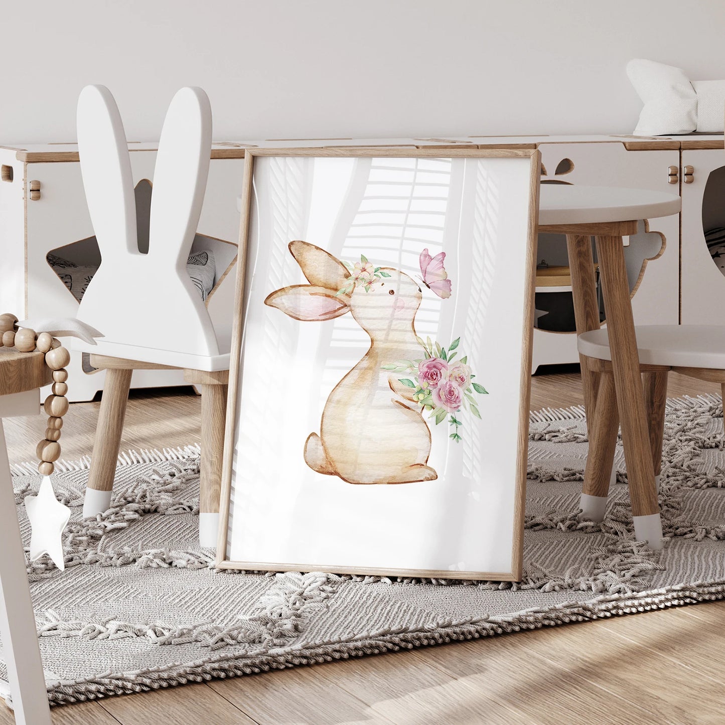 3-Piece Personalized Butterfly Rabbit Canvas Wall Art Kids Decor