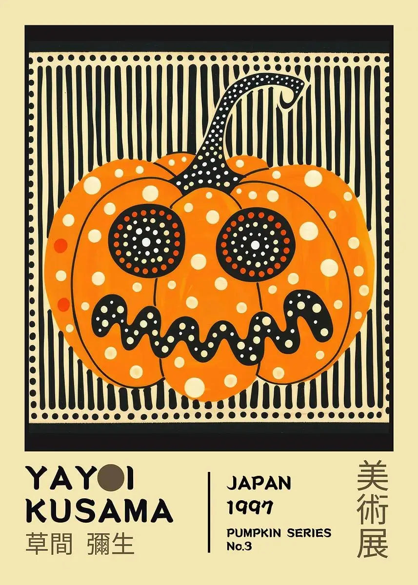Yayoi Kusama Pumpkin Abstract Canvas Wall Art | Nordic Modern Print Canvas Wall Art Print Peaceful Pleasures Health and Wellness 20 50x70cm Unframed