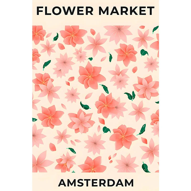 Flower Market Paris New York City Name Poster Print Abstract Plant Wall Art Canvas Painting Picture Living Room Home Decoration Peaceful Pleasures Health and Wellness