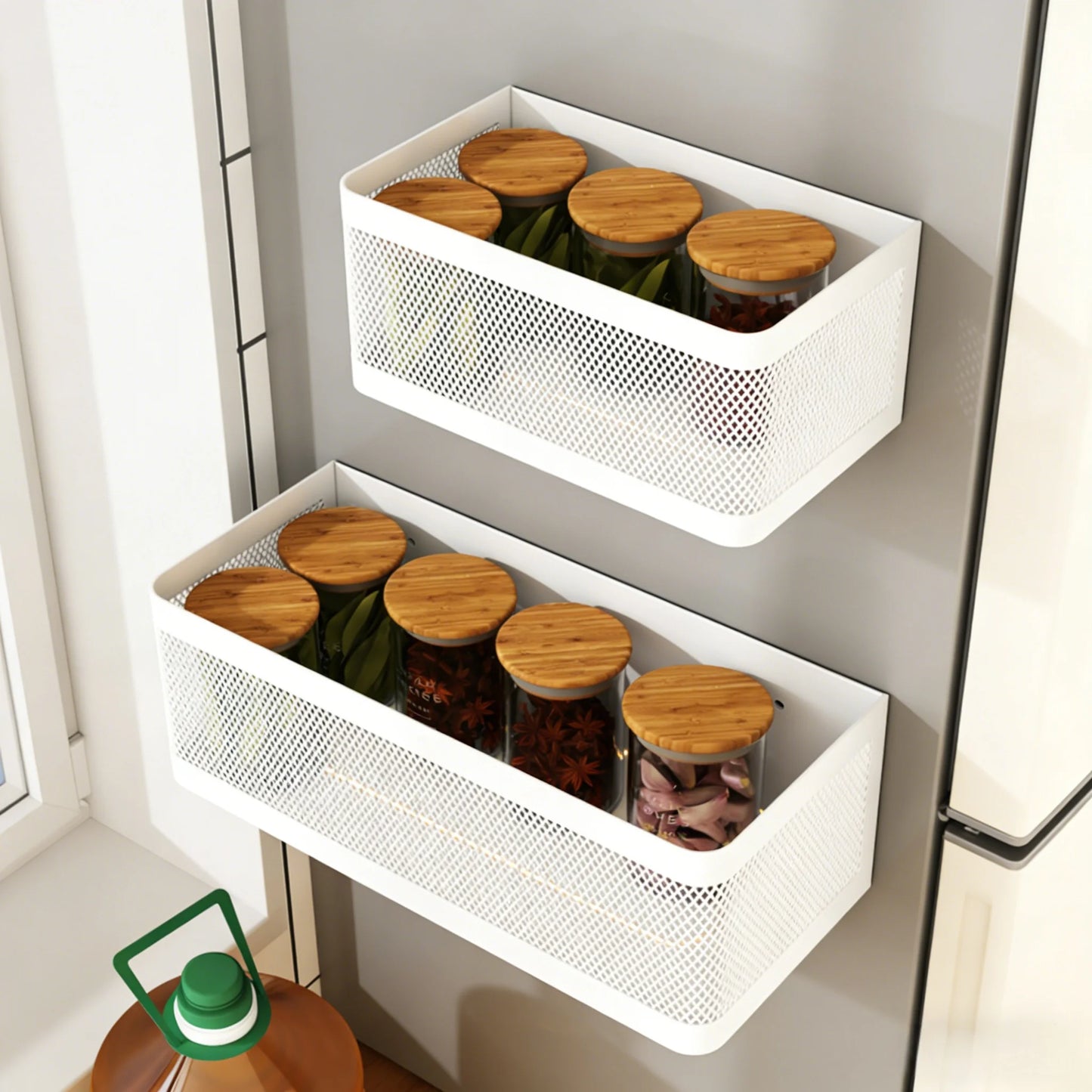 Magnetic Spice Rack – Fridge Side Shelf Organizer