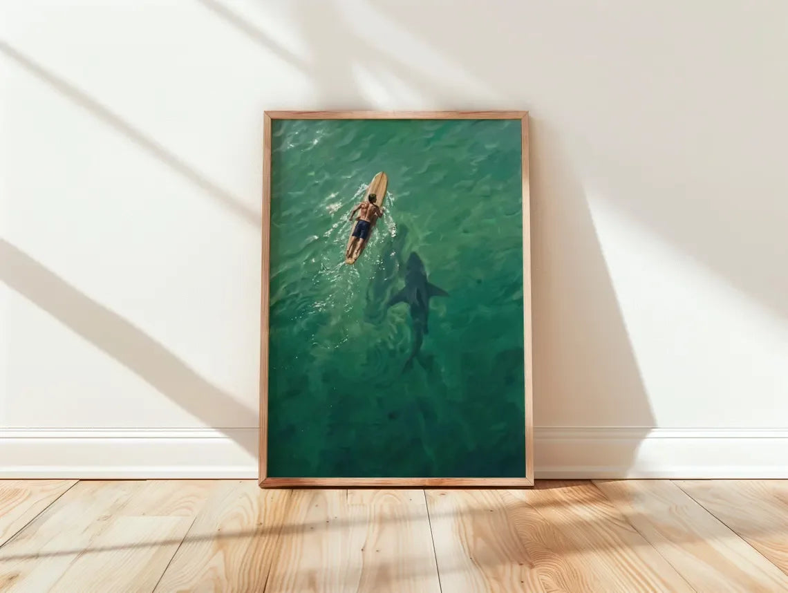 Swimming in Green Abstract Canvas Wall Art | Retro Minimalist Print