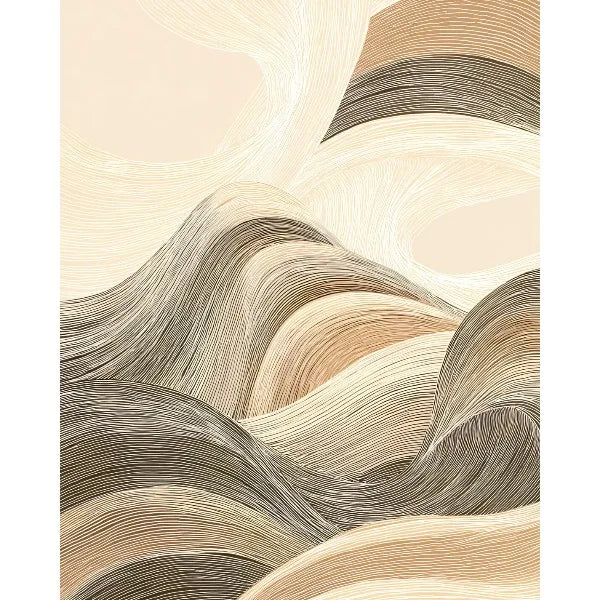 Japandi Wabi-Sabi Zen Abstract Wave Canvas Wall Art Print