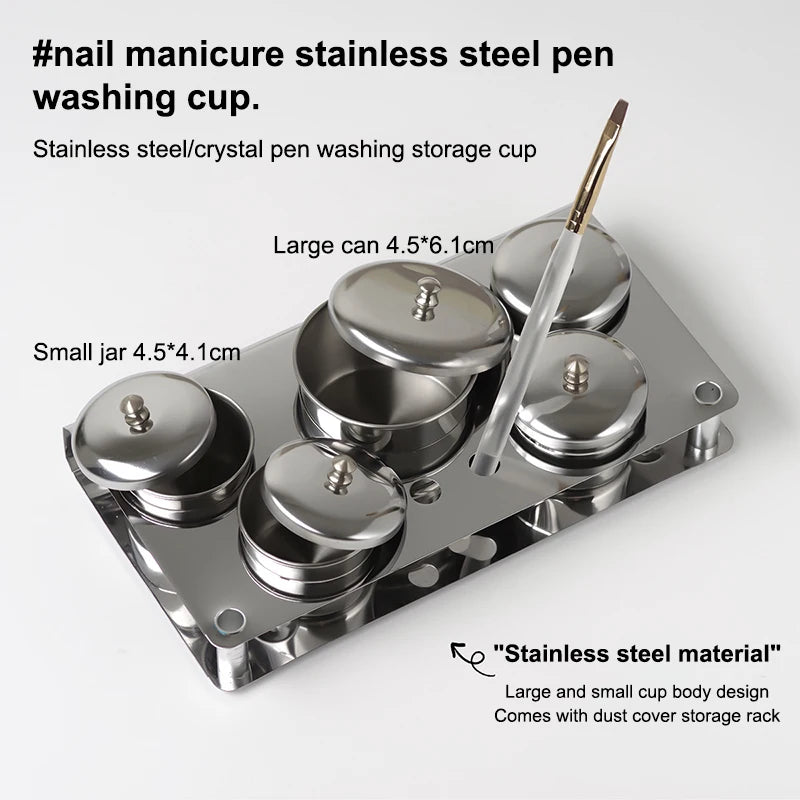 3/5pcs Stainless Dappen Dish Cups Set Salon Manicure Acrylic Powder Liquid Container Organizer Tray Dappen Dish Nail Art Tools Peaceful Pleasures Health and Wellness