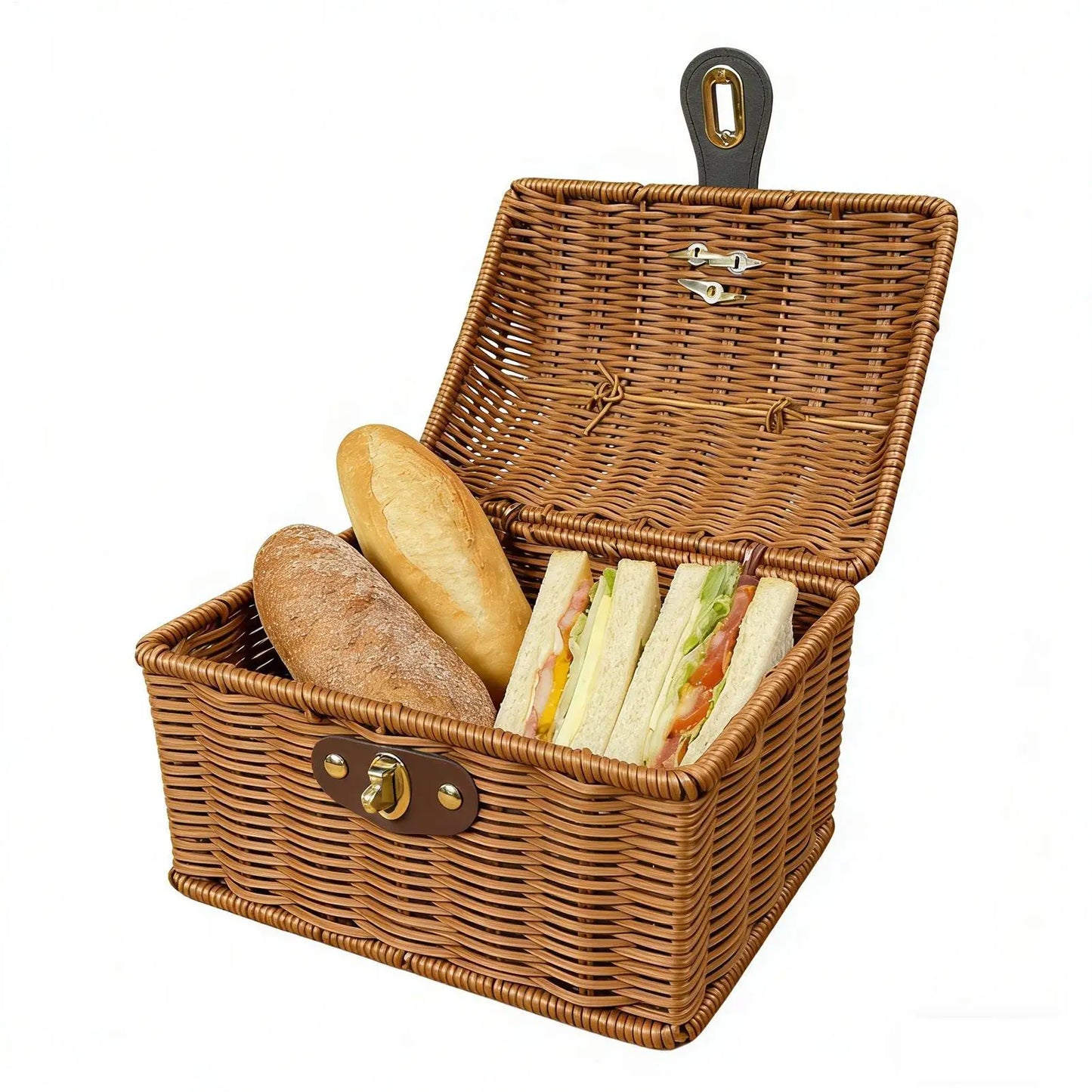 Picnic Basket Wooven Food Carrier Box Picnic Bread Basket for Easter Holiday Engagement Wedding Thanksgiving Spring Peaceful Pleasures Health and Wellness