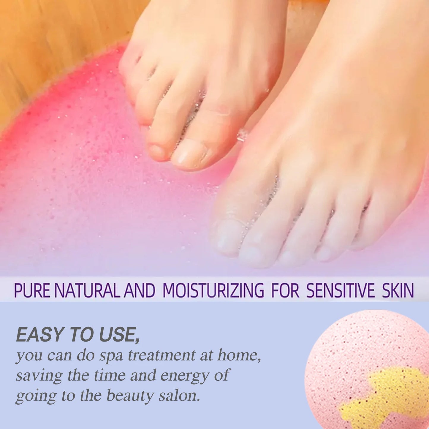 Rose Fizzing Foot Soak Bath Bombs – 6pc Exfoliating Spa Set