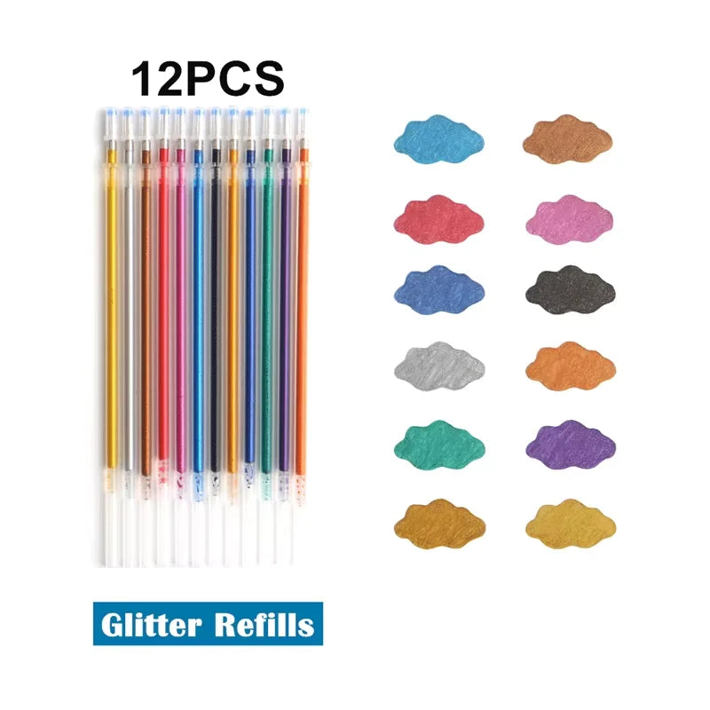 Metallic Glitter Gel Pens 12/24 Colors – Art, Journals & School