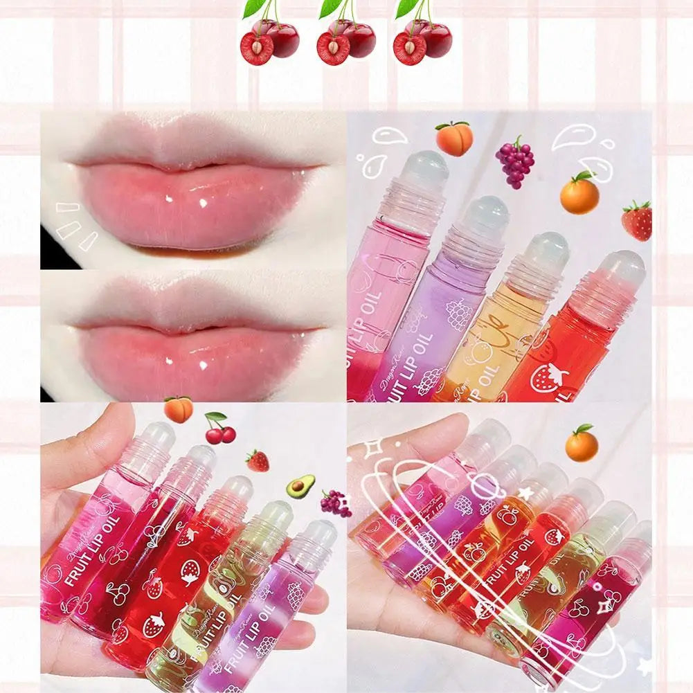 Roll-On Fruit Essence Lip Oil Gloss – Moisturizing Lip Balm