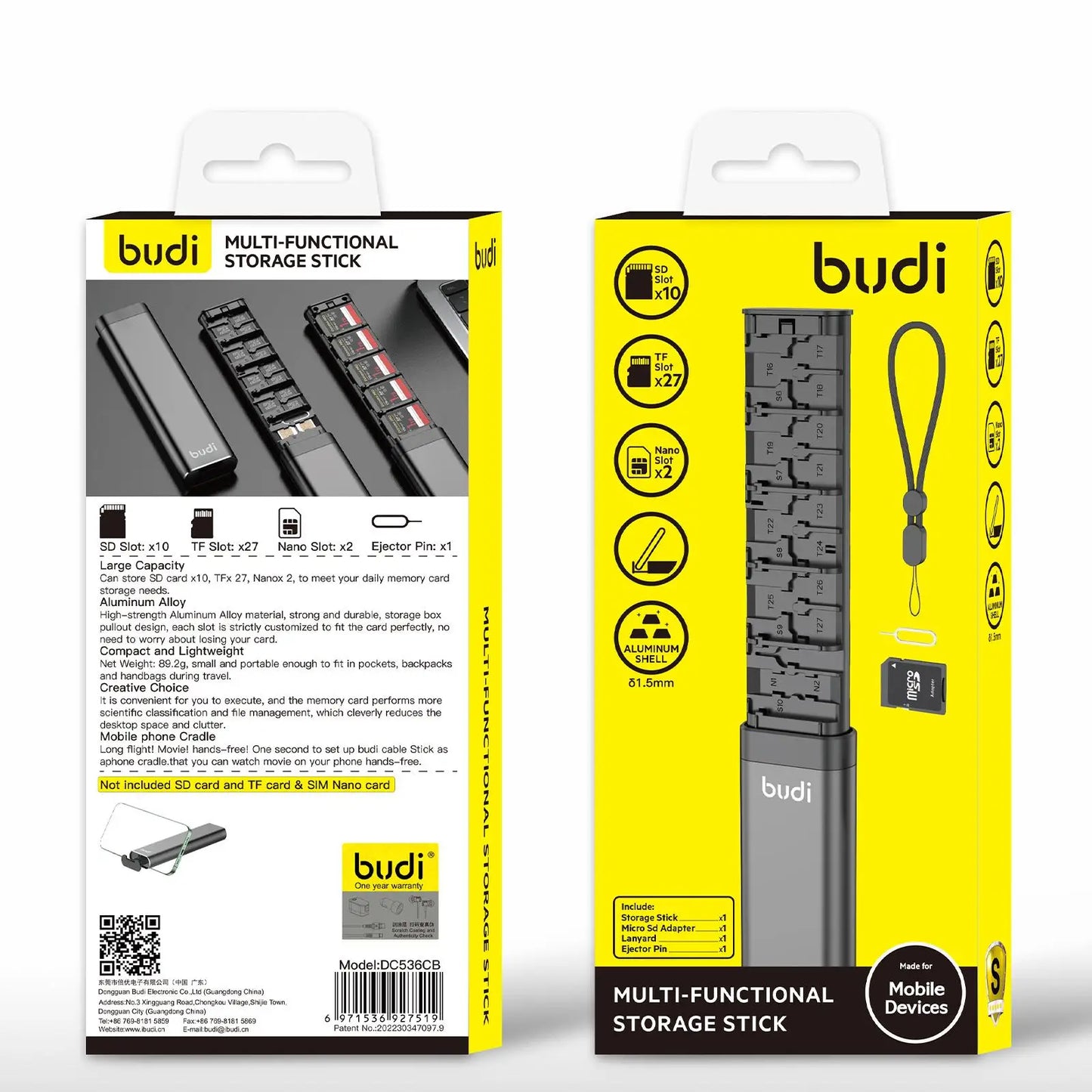 BUDI 30-Slot SD & SIM Card Case – Aluminum Alloy Organizer