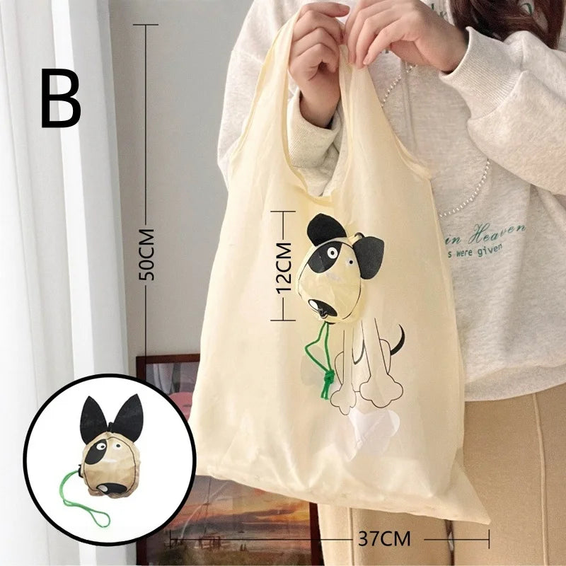 Cute Dog Reusable Grocery Tote Bag – Foldable & Washable