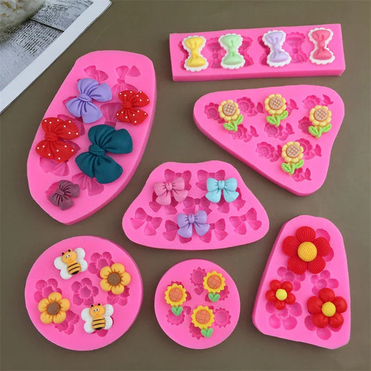 Cartoon Flower Bow Bee Fondant Silicone Mold – Cake Decorating Fondant Silicone Mold Oasis Select