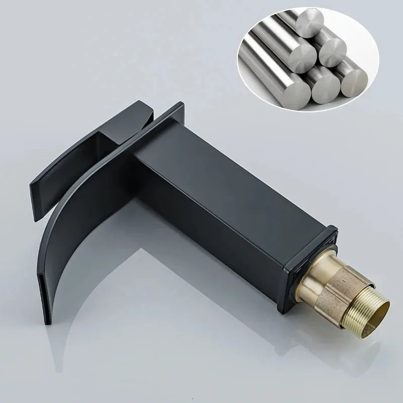 Waterfall Basin Faucet | Stainless Steel Single Handle Bathroom Tap