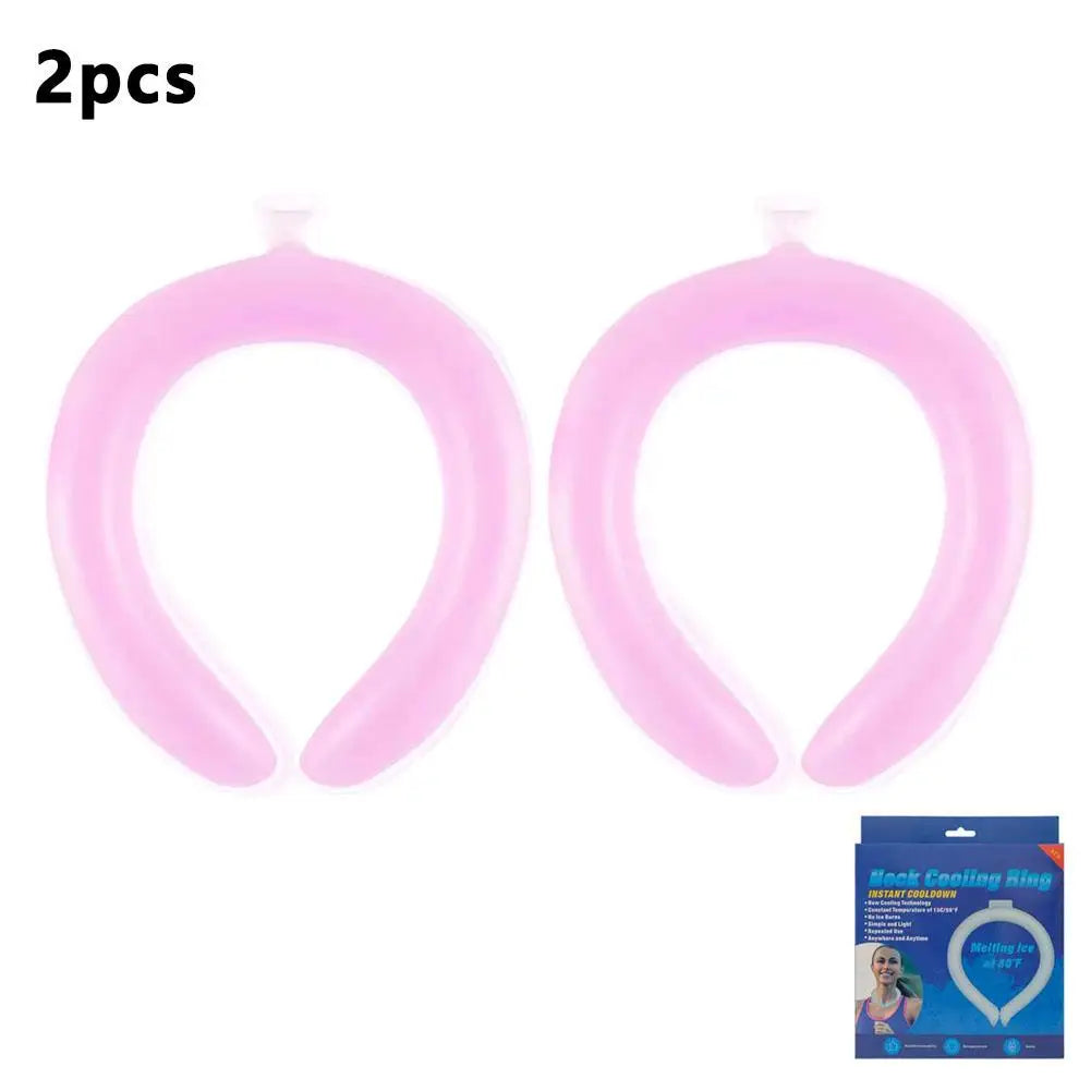 PCM Ice Neck Ring Summer Cooling Neckband Heatstroke Prevention Reusable 28℃ Natural Freeze No Condensation Long Lasting Cool Peaceful Pleasures Health and Wellness Pink