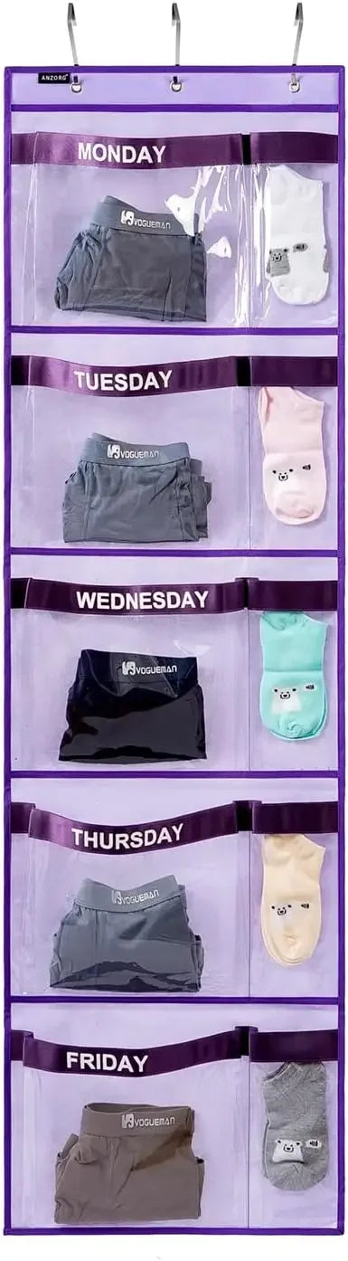 Weekly Kids Clothes Organizer with Day Labels, Hanging Storage for School Uniforms & Accessories Peaceful Pleasures Health and Wellness United States