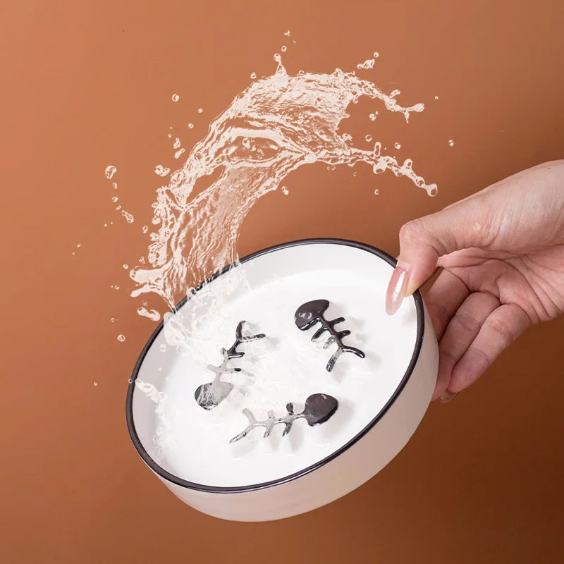 New Practical Cat Bowl Ceramic Slow Food Plate Bowl Slow Food Anti Choking Grain Bowl High Foot Protection Spine Anti Black Chin Peaceful Pleasures Health and Wellness