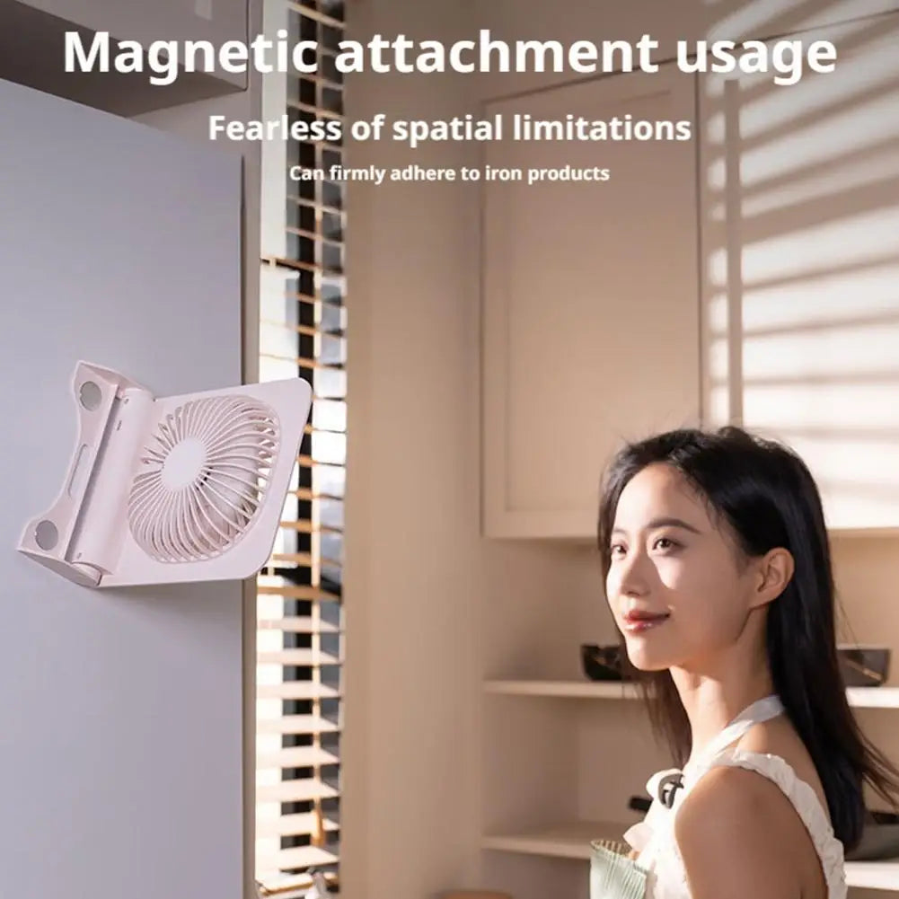 Magnetic Desk Fan USB Rechargeable Portable Electric Fan for Office Student Home Desktop Tabletop Daily Use Quiet Electronics Peaceful Pleasures Health and Wellness