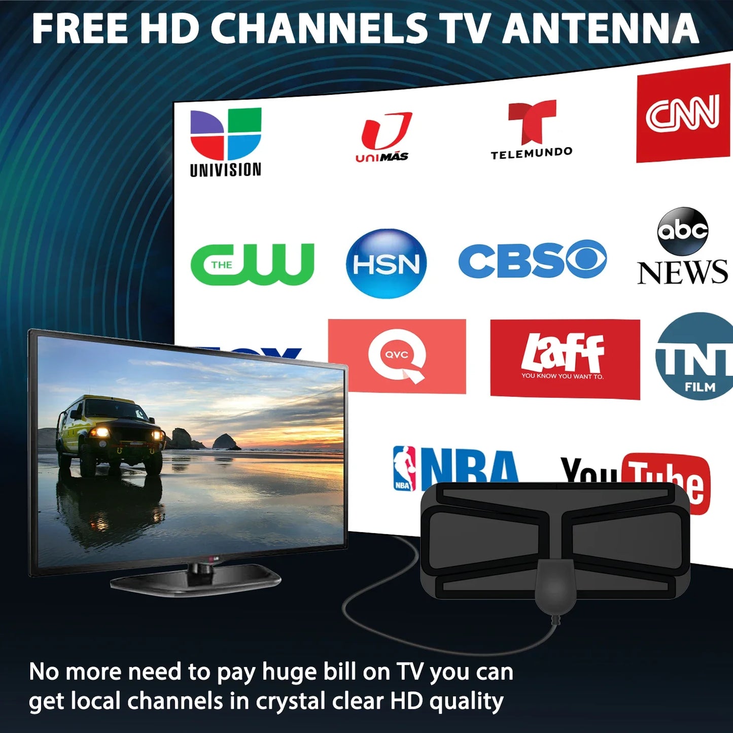 HD Digital TV Antenna – 150-Mile Range, DVB-T2 & ATSC