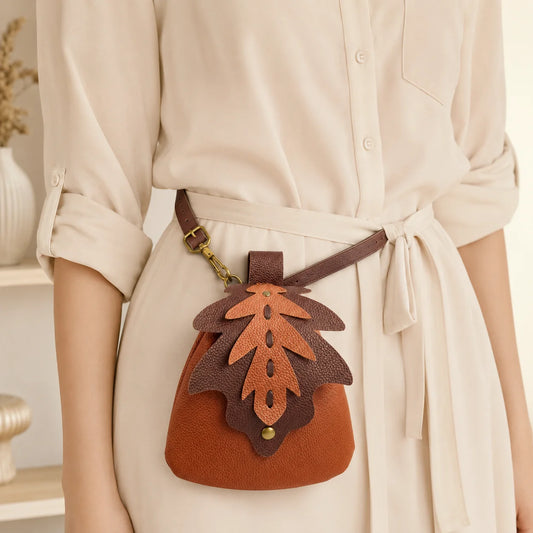 Medieval Leather Belt Pouch Antique Brass Key Viking Waist Bag Peaceful Pleasures Health and Wellness